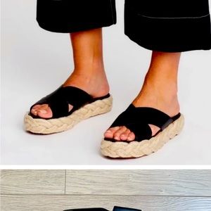 Sol Sana Espadrille Leather Black Suede Sandals